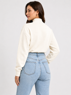 Moletom Feminino Cropped Brasil Gola Alta Futebol