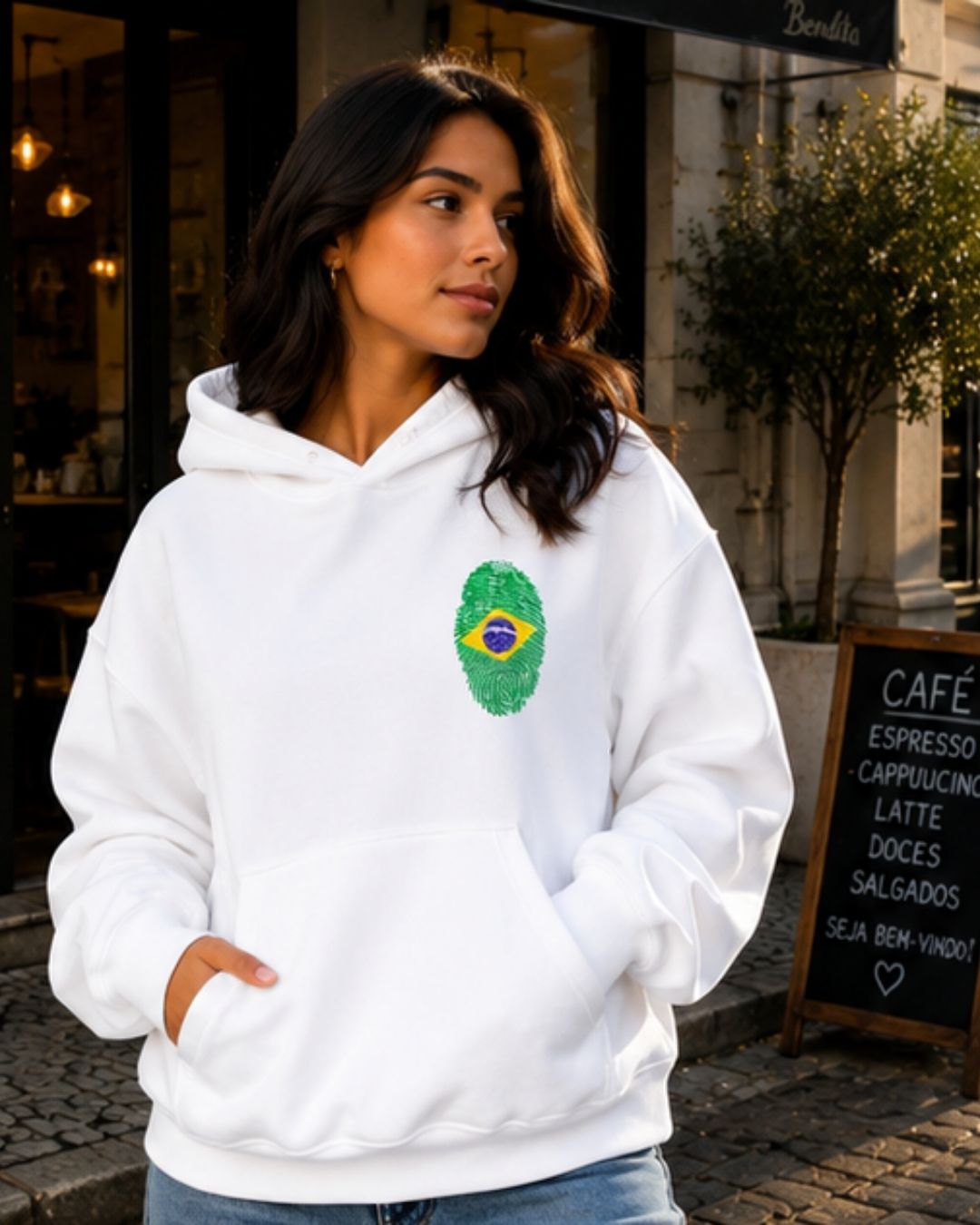 Moletom Feminino Brasil Capuz Copa Do Mundo
