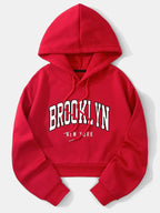 Moletom Brooklyn Cropped Com Capuz Estilo College