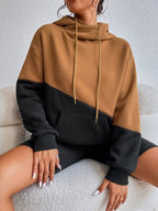Moletom Color Block Com Capuz Estilo Casual