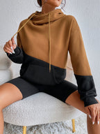 Moletom Color Block Com Capuz Estilo Casual