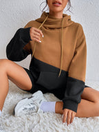 Moletom Color Block Com Capuz Estilo Casual