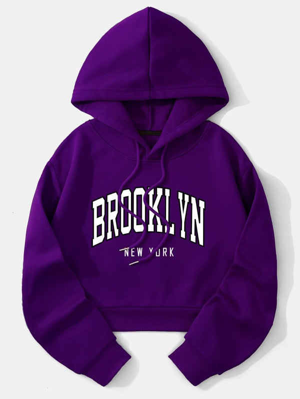Moletom Brooklyn Cropped Com Capuz Estilo College