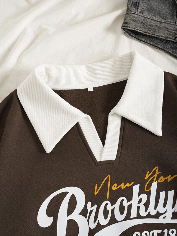 Moletom Brooklyn New York Com Gola Polo E Listras College