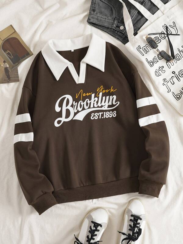 Moletom Brooklyn New York Com Gola Polo E Listras College