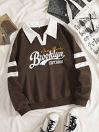 Moletom Brooklyn New York Com Gola Polo E Listras College