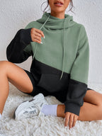 Moletom Color Block Com Capuz Estilo Casual