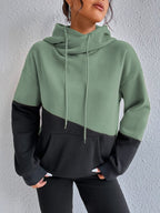 Moletom Color Block Com Capuz Estilo Casual