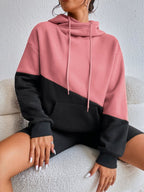 Moletom Color Block Com Capuz Estilo Casual