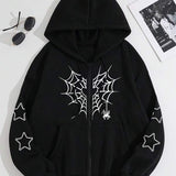 Moletom Com Zíper Spider Web Streetwear