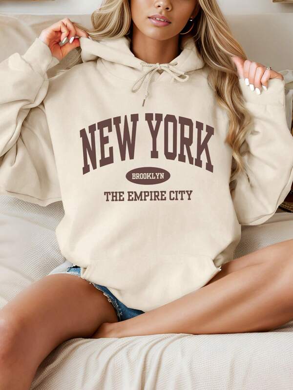 Moletom New York Brooklyn Com Capuz Peluciado