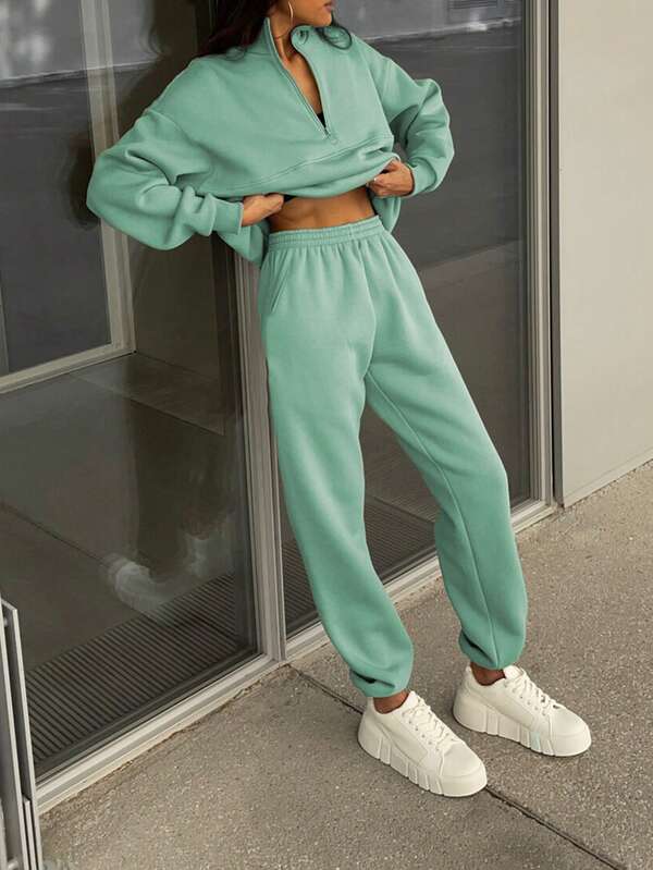 Conjunto Moletom Com Gola Half Zip E Calça Jogger