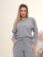 Conjunto Moletinho Basic Wide Leg Com Ajuste Em Cordão