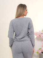 Conjunto Moletinho Basic Wide Leg Com Ajuste Em Cordão