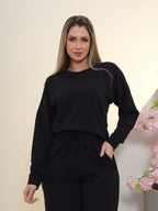 Conjunto Moletinho Basic Wide Leg Com Ajuste Em Cordão