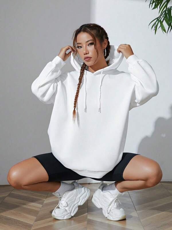 Moletom Amplo Com Capuz Estilo Athleisure