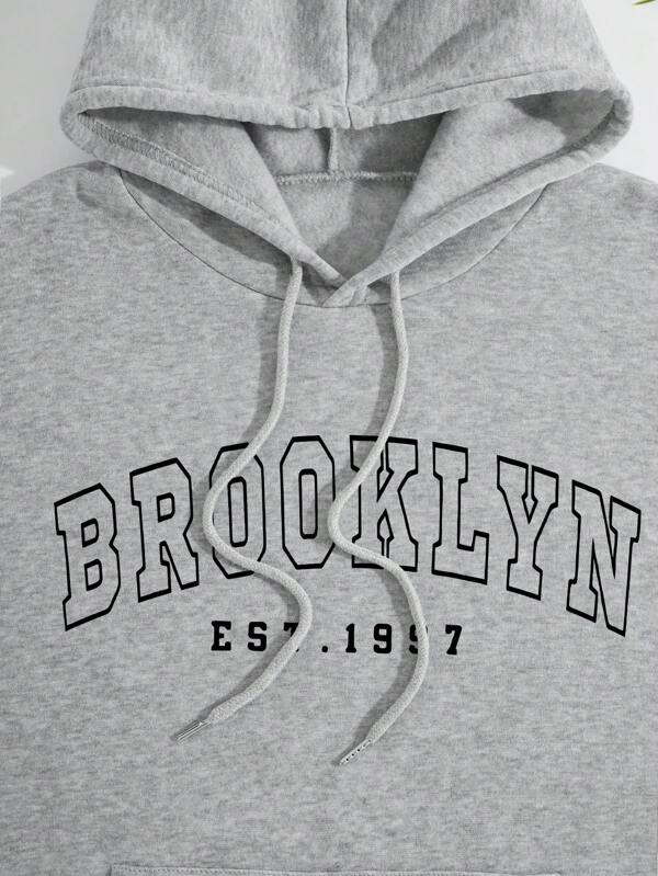 Moletom Brooklyn Estampa College Com Bolso Canguru