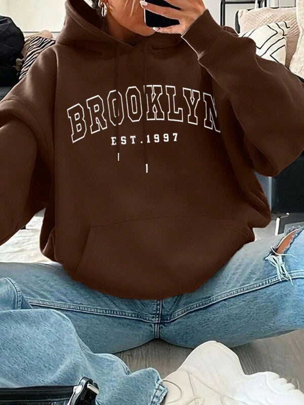 Moletom Brooklyn Estampa College Com Bolso Canguru