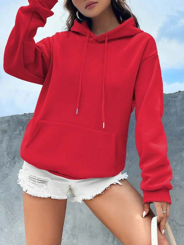 Moletom Casual Com Capuz E Bolso Frontal