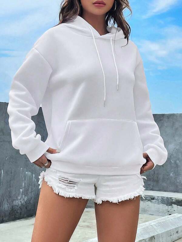 Moletom Casual Com Capuz E Bolso Frontal