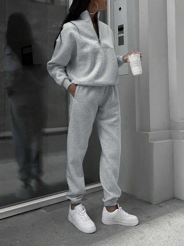 Conjunto Moletom Com Gola Half Zip E Calça Jogger