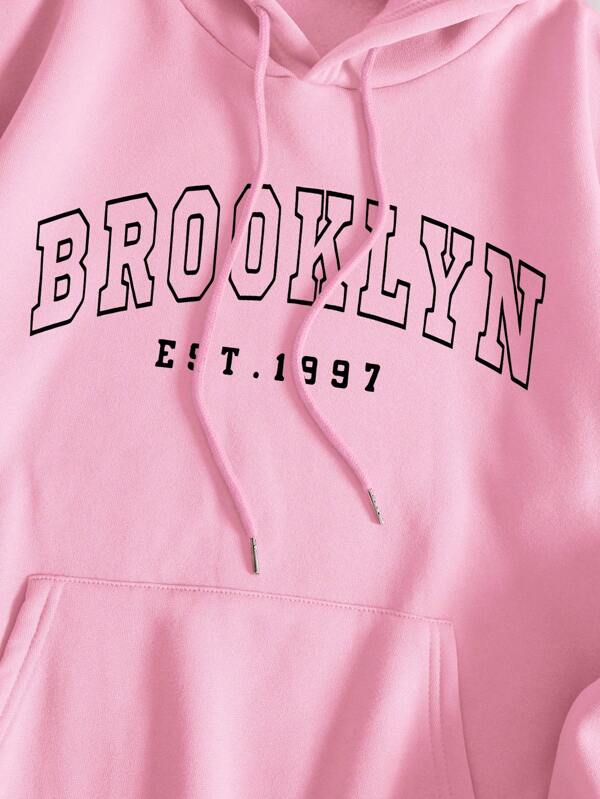 Moletom Brooklyn Estampa College Com Bolso Canguru