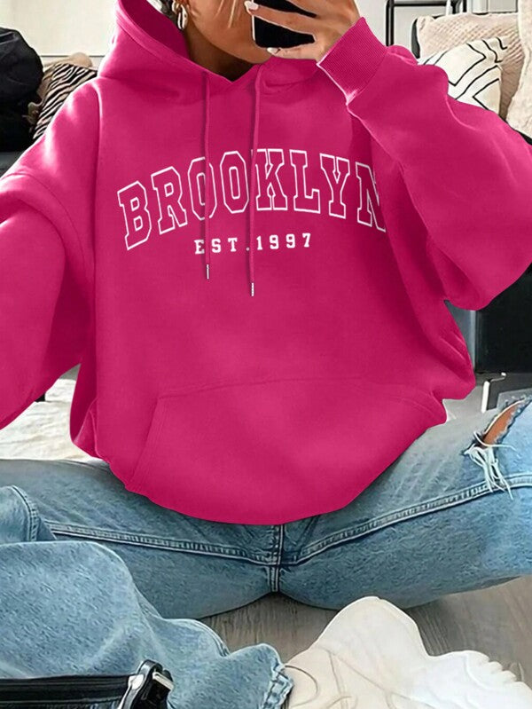 Moletom Brooklyn Estampa College Com Bolso Canguru