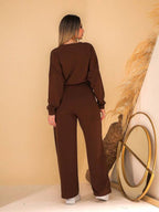 Conjunto Moletinho Basic Wide Leg Com Ajuste Em Cordão