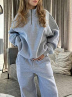 Conjunto Moletom Gola Alta Com Zíper Oversized Urbano