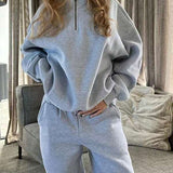 Conjunto Moletom Gola Alta Com Zíper Oversized Urbano