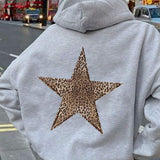 Moletom Com Capuz Estrela Animal Print Streetwear
