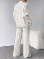 Conjunto Tricot Gola Alta Oversized Wide Leg Casual