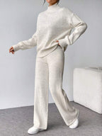 Conjunto Tricot Gola Alta Oversized Wide Leg Casual
