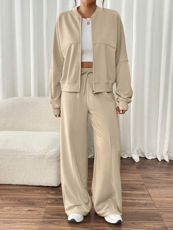 Conjunto Moletom Com Zíper E Calça Pantalona