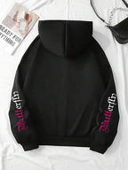 Moletom Com Zíper Butterfly Graphic Streetwear
