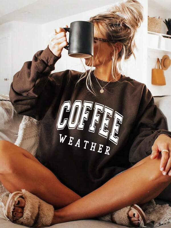 Moletom Coffee Weather Sem Capuz Estilo College