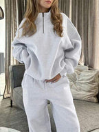 Conjunto Moletom Gola Alta Com Zíper Oversized Urbano