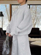 Conjunto Moletom Gola Alta Com Zíper Oversized Urbano