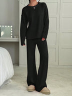Conjunto Tricot Oversized Wide Leg Minimalista Casual