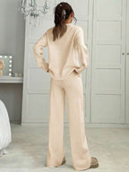Conjunto Tricot Oversized Wide Leg Minimalista Casual