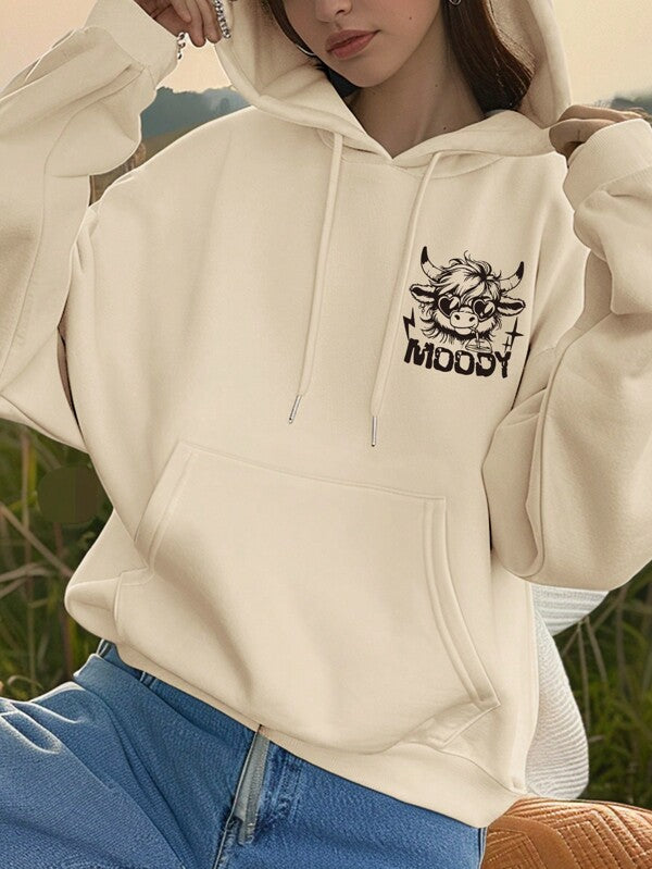 Moletom Com Capuz Moody Cow Graphic Streetwear