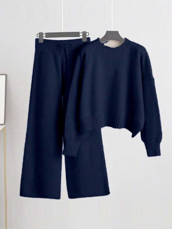 Conjunto Tricô Oversized Com Calça Pantalona