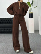 Conjunto Moletom Com Gola Zíper E Calça Pantalona Oversized
