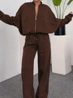 Conjunto Moletom Com Gola Zíper E Calça Pantalona Oversized
