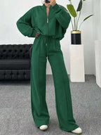 Conjunto Moletom Com Gola Zíper E Calça Pantalona Oversized