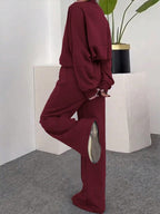 Conjunto Moletom Com Gola Zíper E Calça Pantalona Oversized