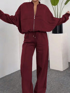 Conjunto Moletom Com Gola Zíper E Calça Pantalona Oversized