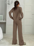 Conjunto Tricot Oversized Wide Leg Minimalista Casual