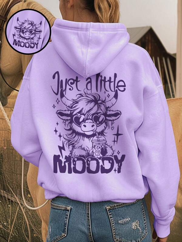 Moletom Com Capuz Moody Cow Graphic Streetwear
