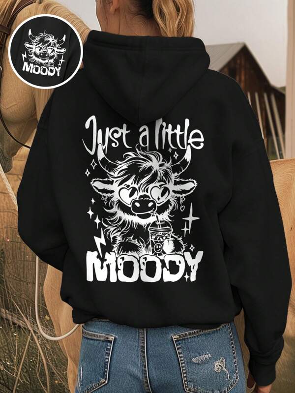 Moletom Com Capuz Moody Cow Graphic Streetwear